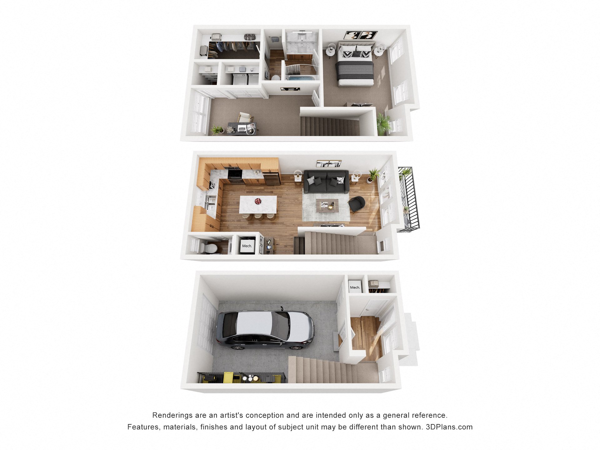 a 3d floor plan of a house withartmentsartments