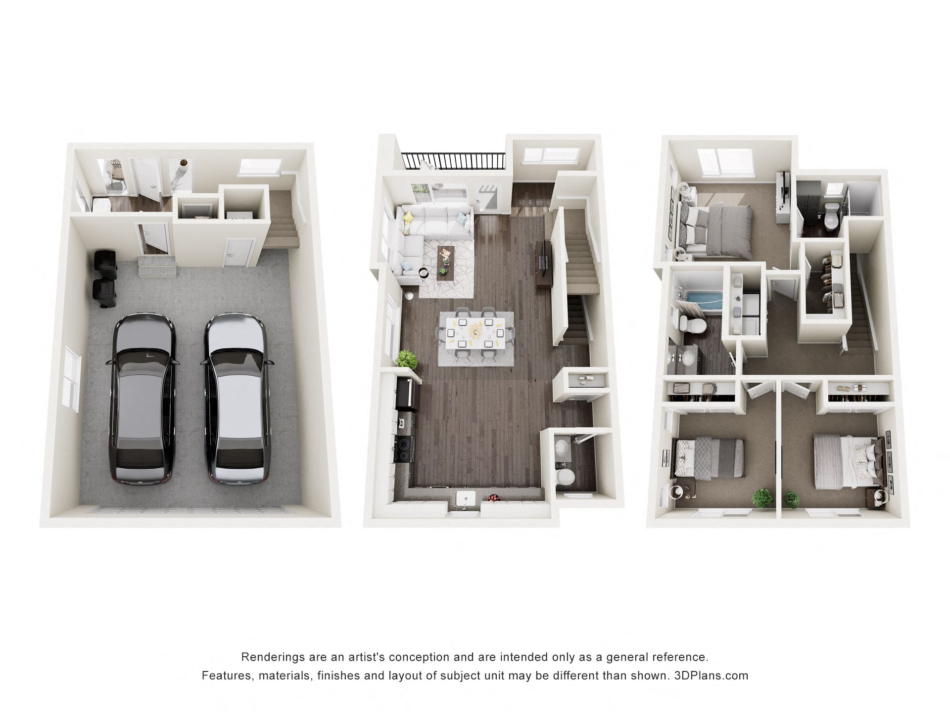 3 Bedroom 2.5 Bathroom Floor Plan at Lotus Nova, Clearfield Utah  