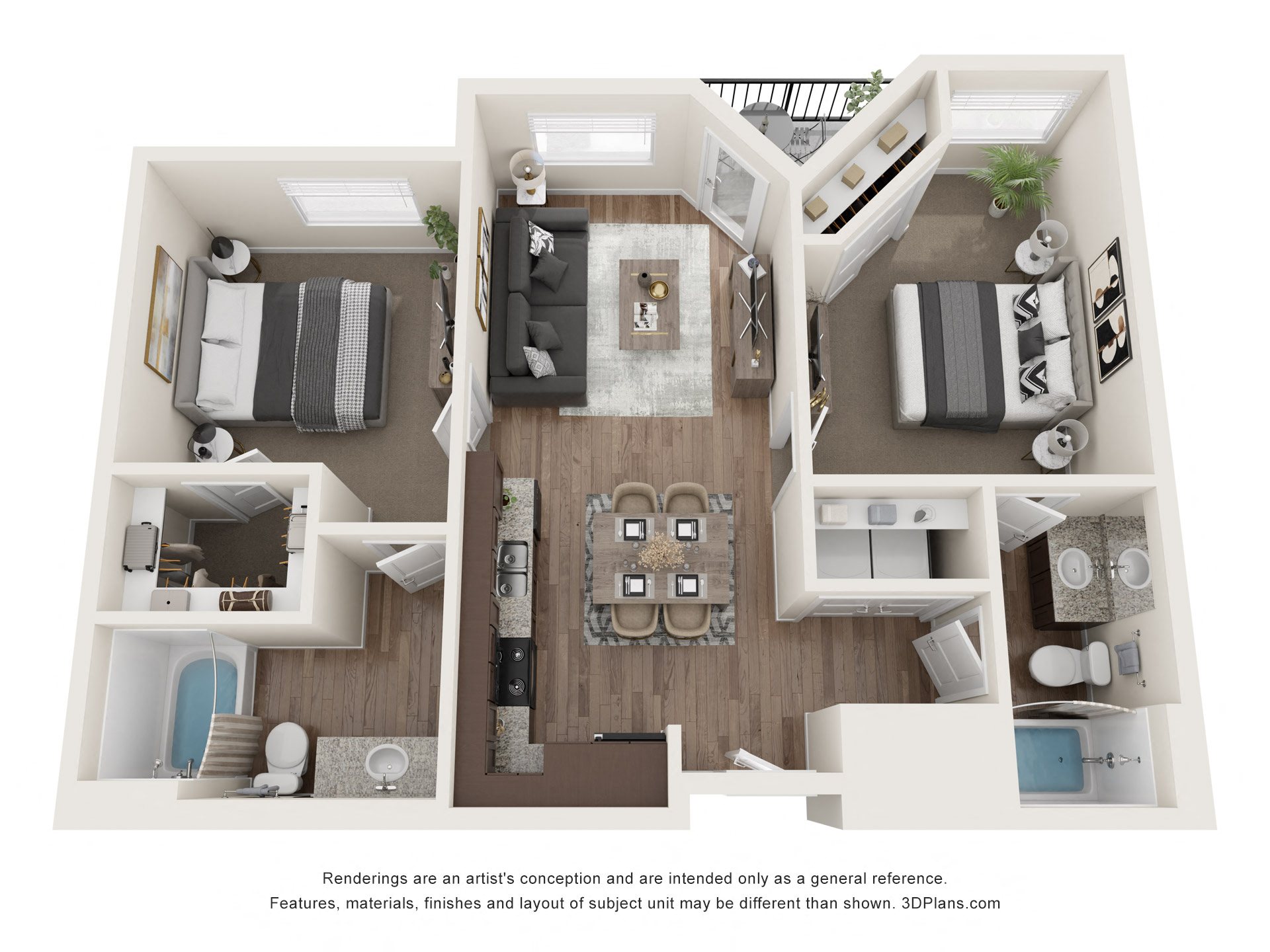 2 bedroom 2 bathroom floor plan