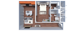 a rendering of a 3d floor plan of a house