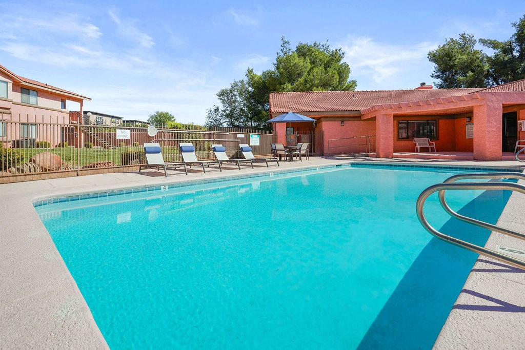 the swimming pool at our apartments