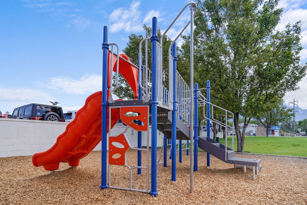 a playground with a slide and
