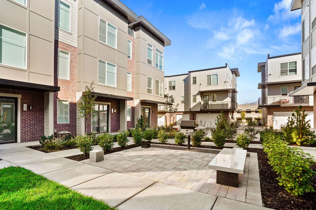 Grilling area and courtyard at Greens by Lotus Townhomes, Utah , 84403