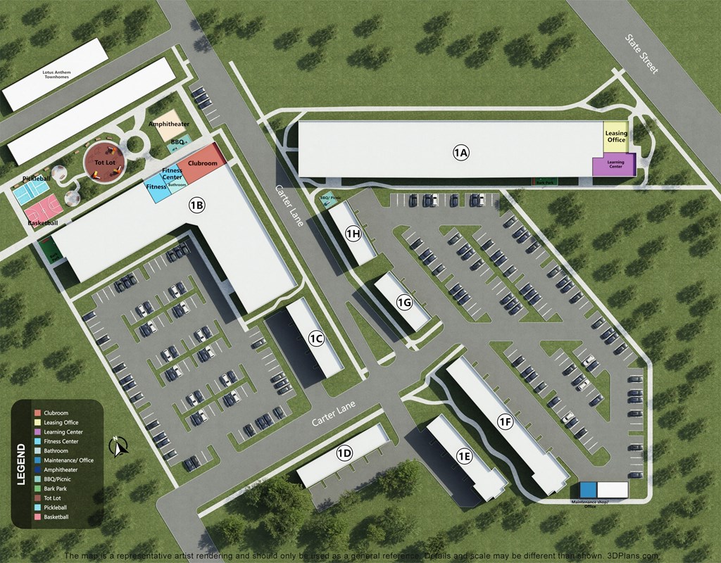 a site plan of a parking lot and a building