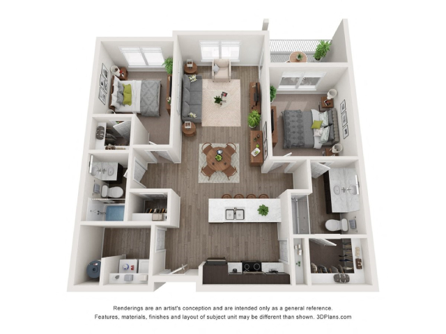 2Bedroom Floorplan at Lotus Riverwalk Apartments, Utah