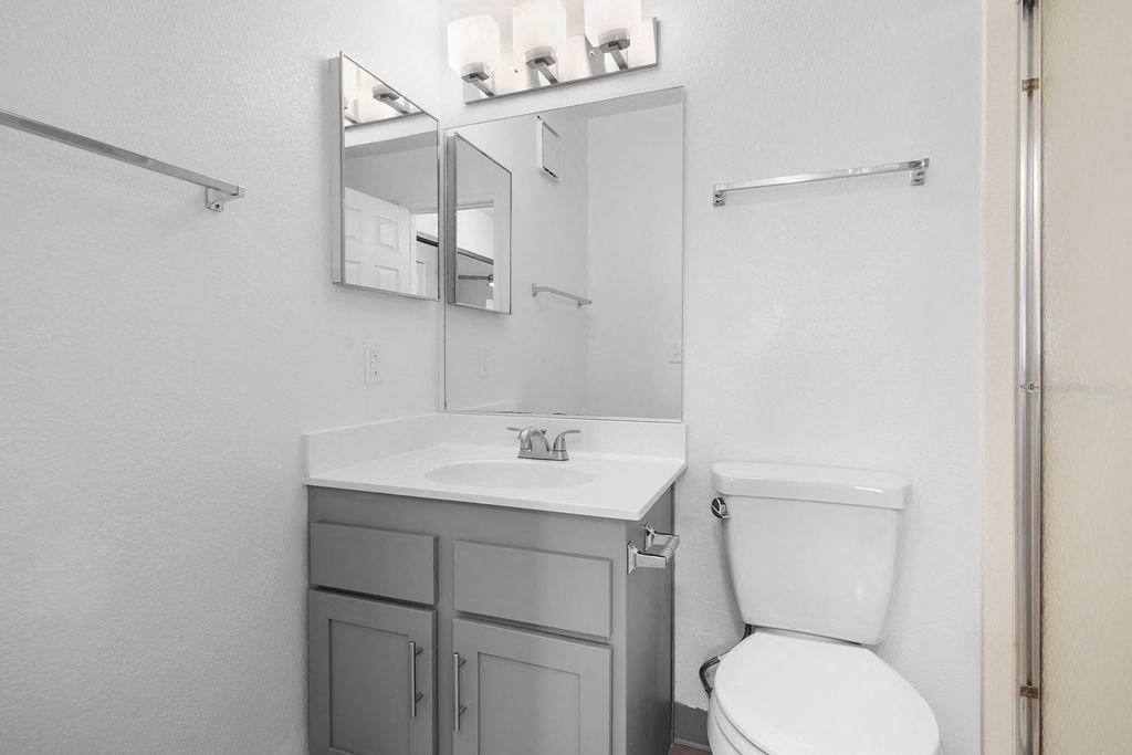a bathroom with a sink toilet and a mirror