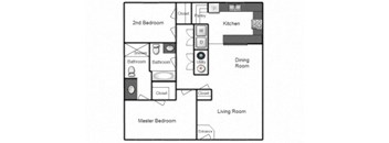 a floor plan of a house with a bedroom and a living room