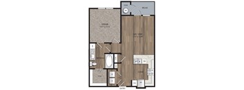 1 bed 1 bath A1 Floor Plan at The Mill Old Town, Lewisville, TX