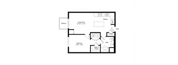 A1 1 Bedroom 1 Bath 715 Sq.Ft.  Floor Plan at Winfield Station Apartments, J Street Property Services, Winfield, IL, 60190