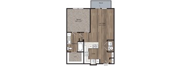 1 bed 1 bath A2 Floor Plan  at The Mill Old Town, Lewisville, 75057
