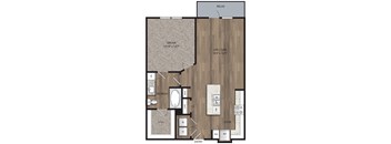 1 bed 1 bath A3 Floor Plan at The Mill Old Town, Lewisville Texas
