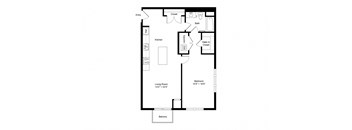 A3 1 Bedroom 1 Bath 886 Sq. Ft Floor Plan at Winfield Station Apartments, J Street Property Services, Winfield, 60190