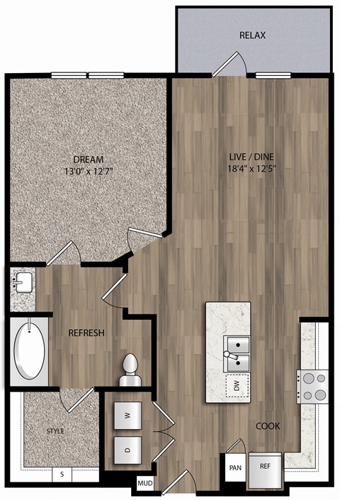 1 bed 1 bath at The Mill Old Town, Lewisville, TX