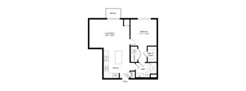 A4 1 Bedroom 1 Bath 782 Sq. Ft Floor Plan at Winfield Station Apartments, J Street Property Services, Winfield, Illinois