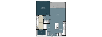 A5 one-bedroom apartment floor plan at The Bluewood