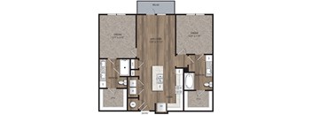 2 bed 2 bath B1 Floor Plan at The Mill Old Town, Lewisville