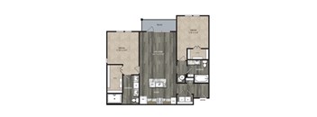 B2 1,142 Sq.Ft. Floor Plan at One Preston Station Apartments, J Street, Celina, TX, 75009