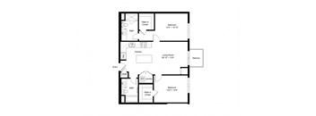 B2 2 Bedroom 2 Bath 1,038 Sq. Ft Floor Plan at Winfield Station Apartments, J Street Property Services, Illinois, 60190