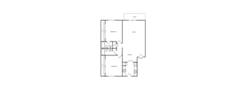 A floor plan of a house with labeled rooms.