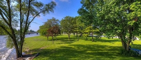 Greenery with Trees at Panton Mill Station Apartments,J Street Property Services, LLC, South Elgin, Illinois
