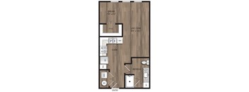 Studio 1 bath S1 Floor Plan at The Mill Old Town, Lewisville, 75057