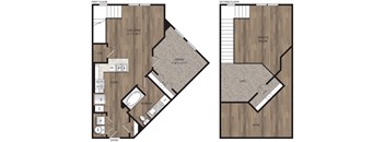 Studio 1 bath S2 Mezzanine Floor Plan at The Mill Old Town, Lewisville