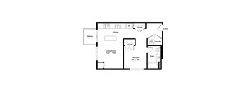 S2 Studio 592 Sq. Ft Floor Plan at Winfield Station Apartments, J Street Property Services, Winfield