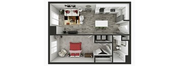 1 bedroom 1 bathroom 845 Sq.Ft. floor plan D at Panton Mill Station Apartments,J Street Property Services, LLC, Illinois, 60177