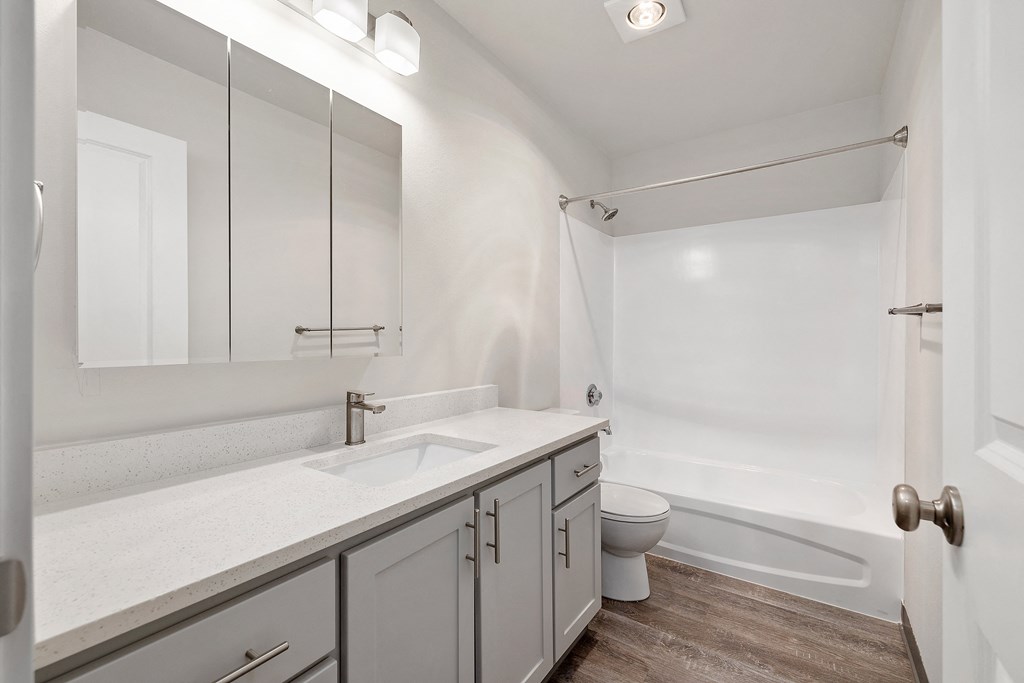 A Renovated Bathroom at The Regency Apartments