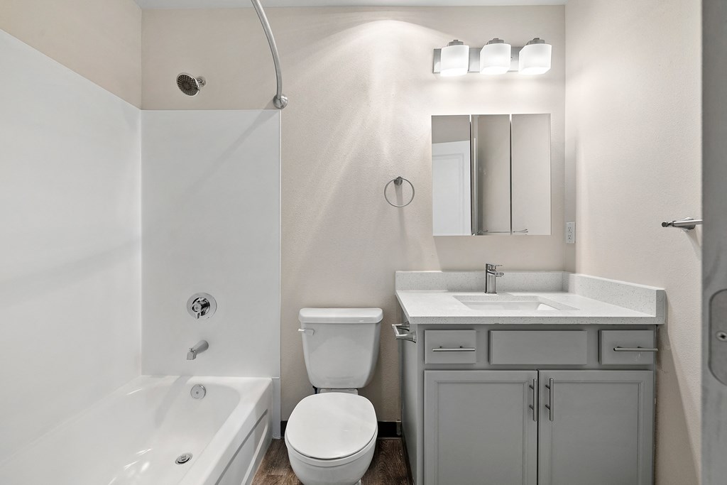 A Renovated Bathroom at The Regency Apartments
