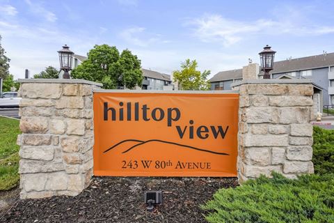 Monument sign for Hilltop View Apartments