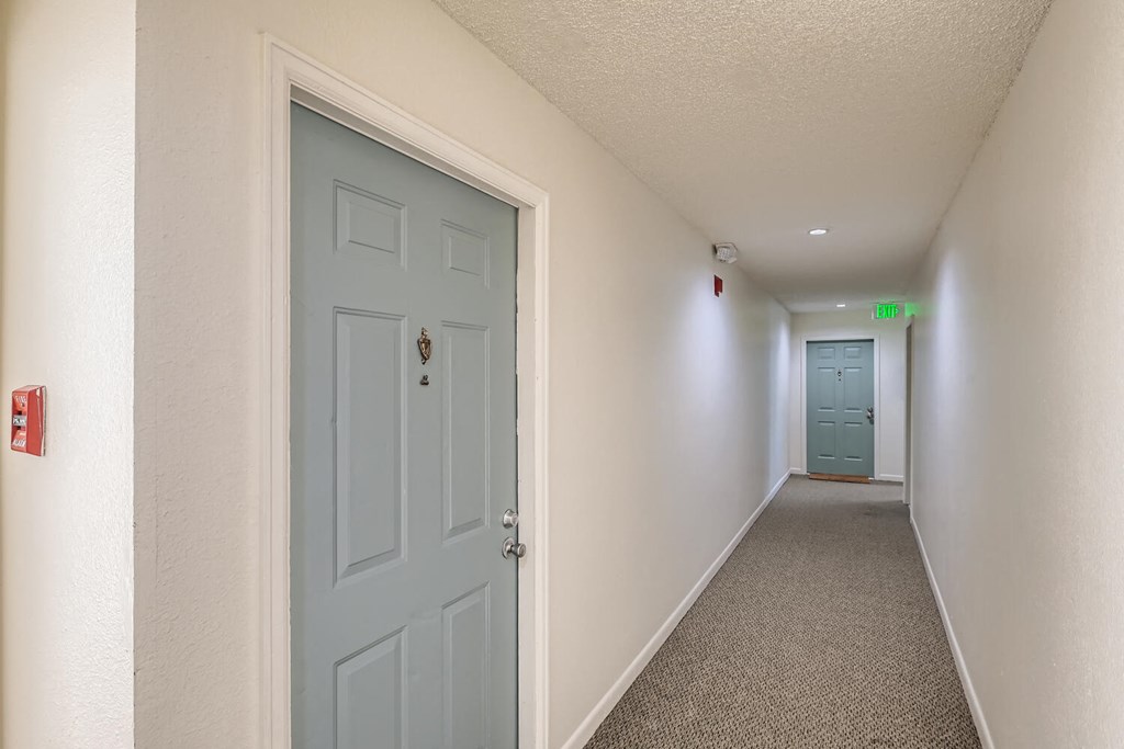 The Interior Hallways at Horizon East Apartments in Aurora, Colorado