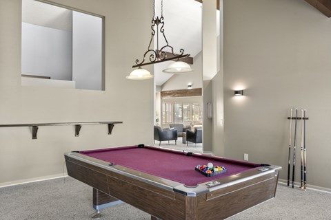 Clubhouse with Pool Table at Horizon East Apartments.