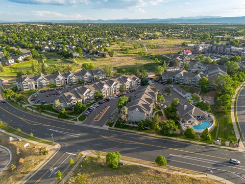 an aerial view of a neighborhood of houses on a street