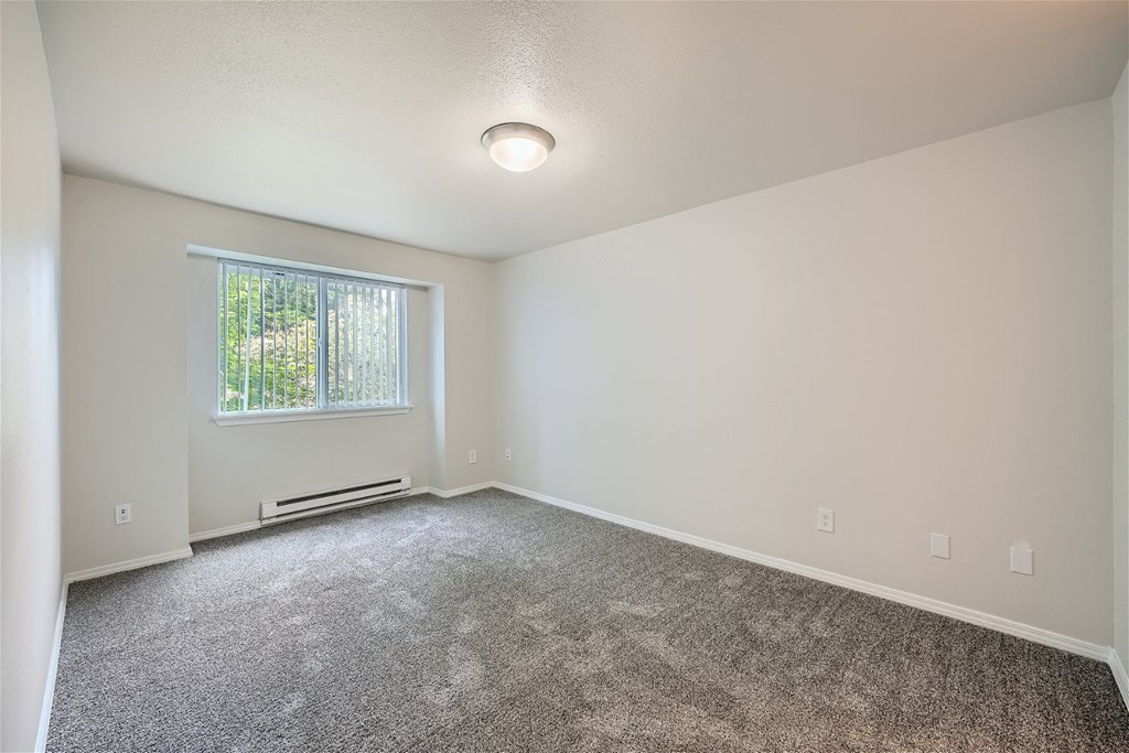 A typical bedroom at Bellwether Apartments in Olympia, Washington