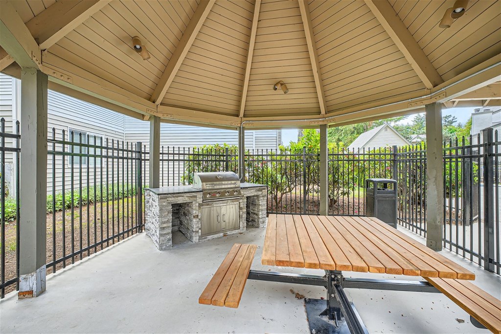 Our Community BBQ Grill and Patio at Bellwether Apartments in Olympia, Washington