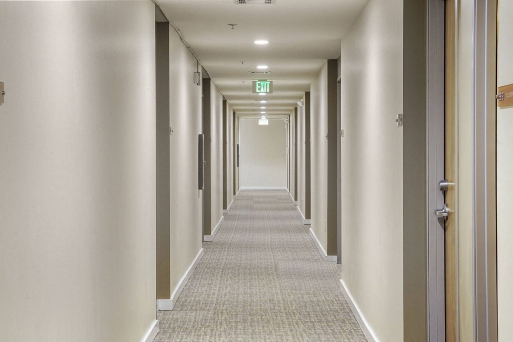 Our Apartment Building Interior Hallway at Sleek Lofts Apartments in Denver, Colorado