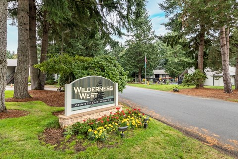 Wilderness West Apartments Monument Sign and Entrance in Olympia, Washington