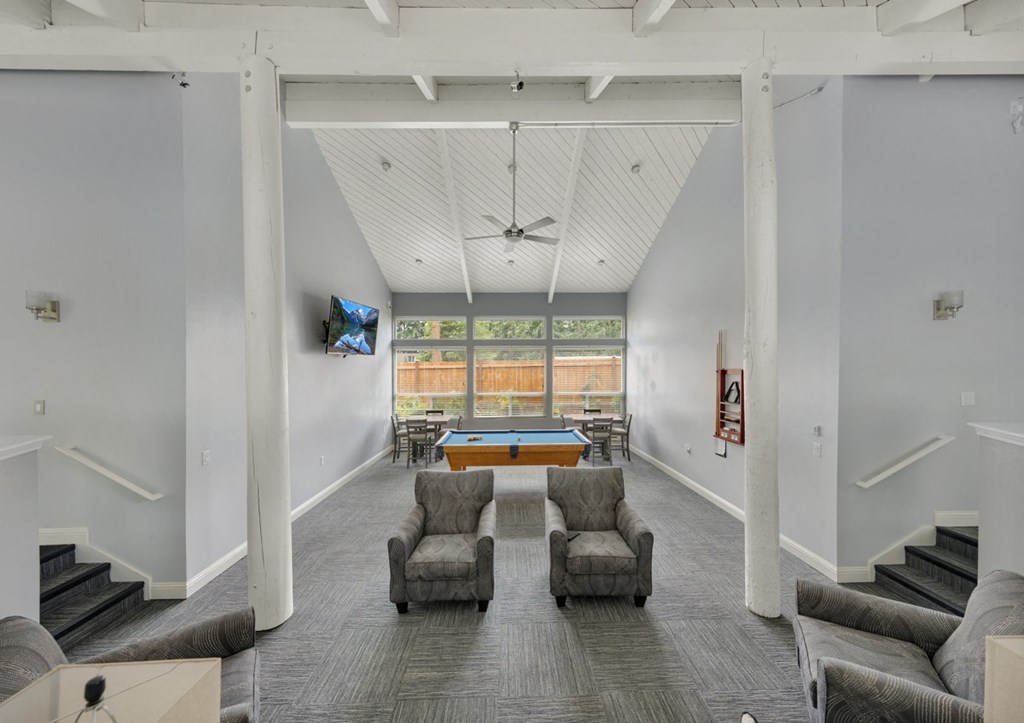 Our Clubhouse with Pool Table at Wilderness West Apartments in Olympia, Washington