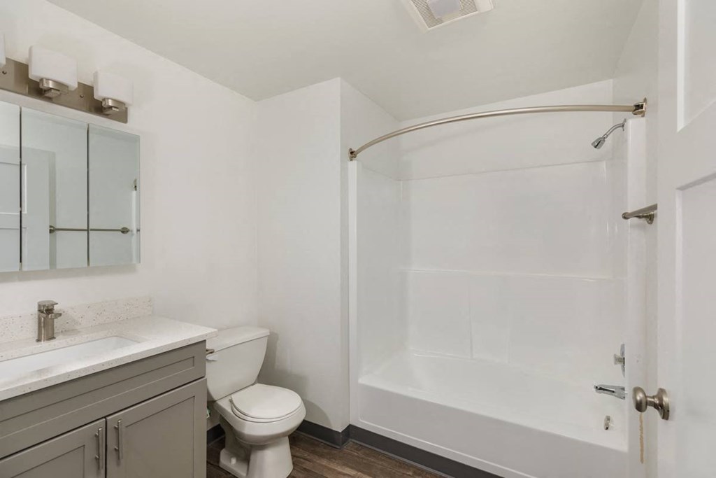 Our Apartment Bathroom at Wilderness West Apartments in Olympia, Washington