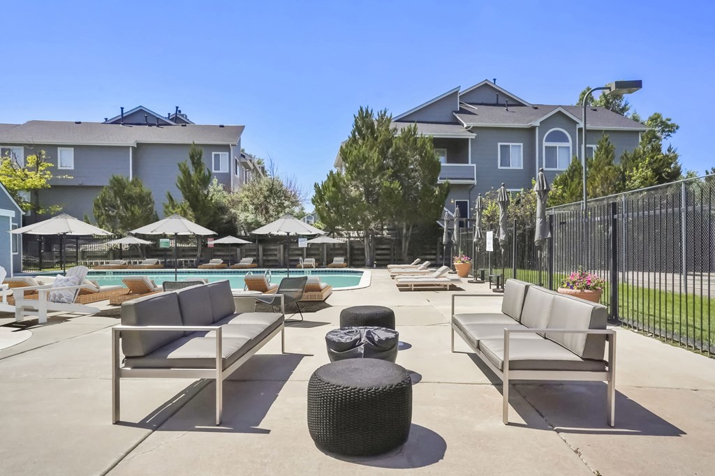 The Outdoor Swimming Pool at Horizon East Apartments in Aurora, Colorado