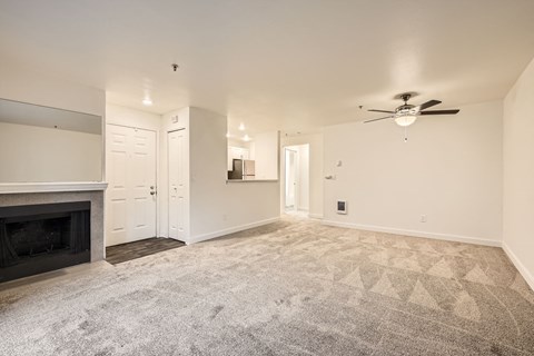 A Premium 1 Bedroom 1 Bath Kitchen & Living Room at Brookhaven Apartments in Federal Way, Washington