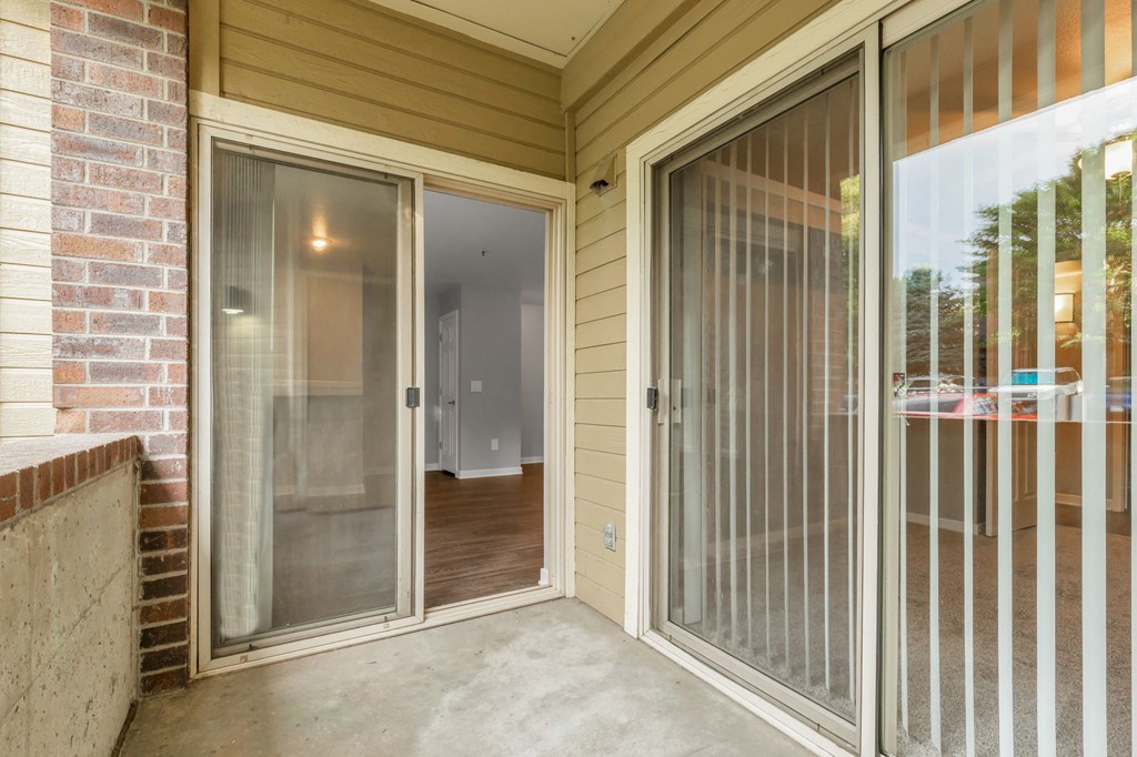 A balcony/patio at The Buttes Apartment Homes in Loveland, CO