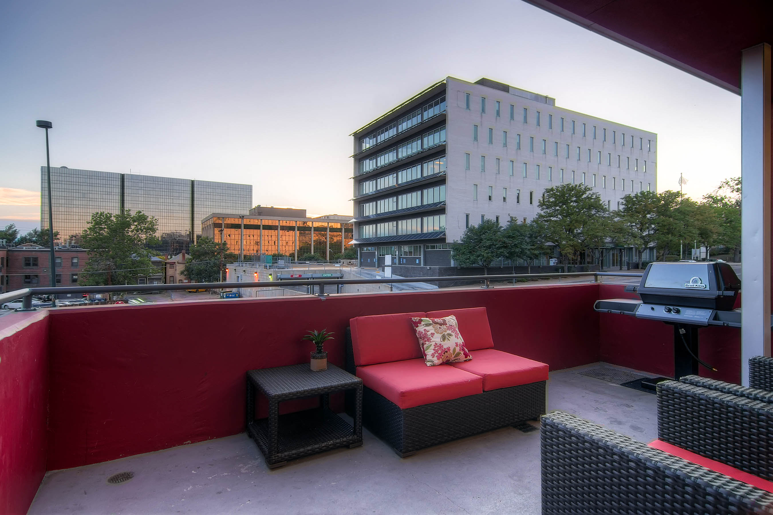 Our Apartment Common Area Patio with BBQ Grill at Sleek Lofts Apartments in Denver, Colorado