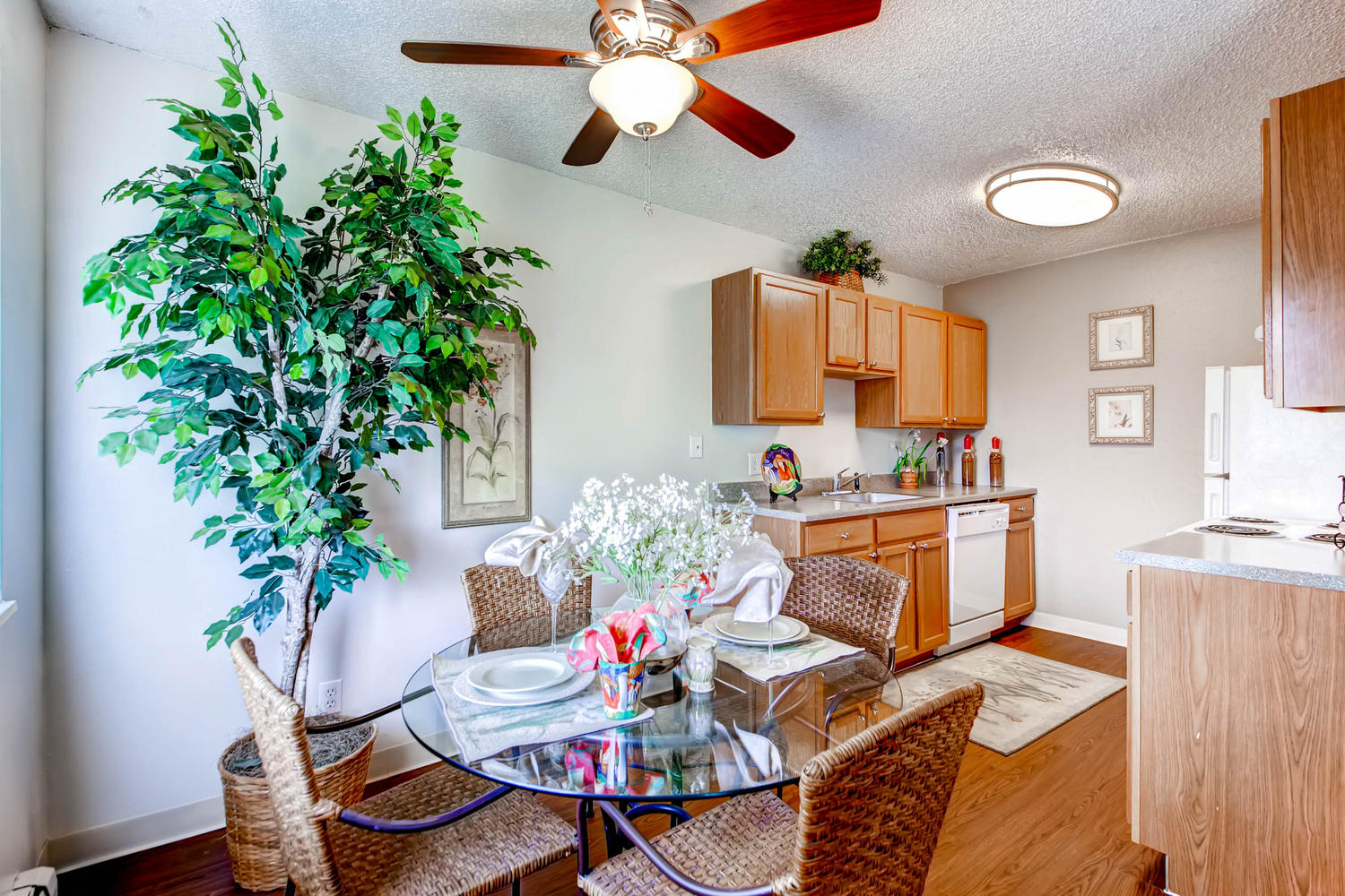 A Standard Dining Room and Kitchen at Greentree Village Apartments