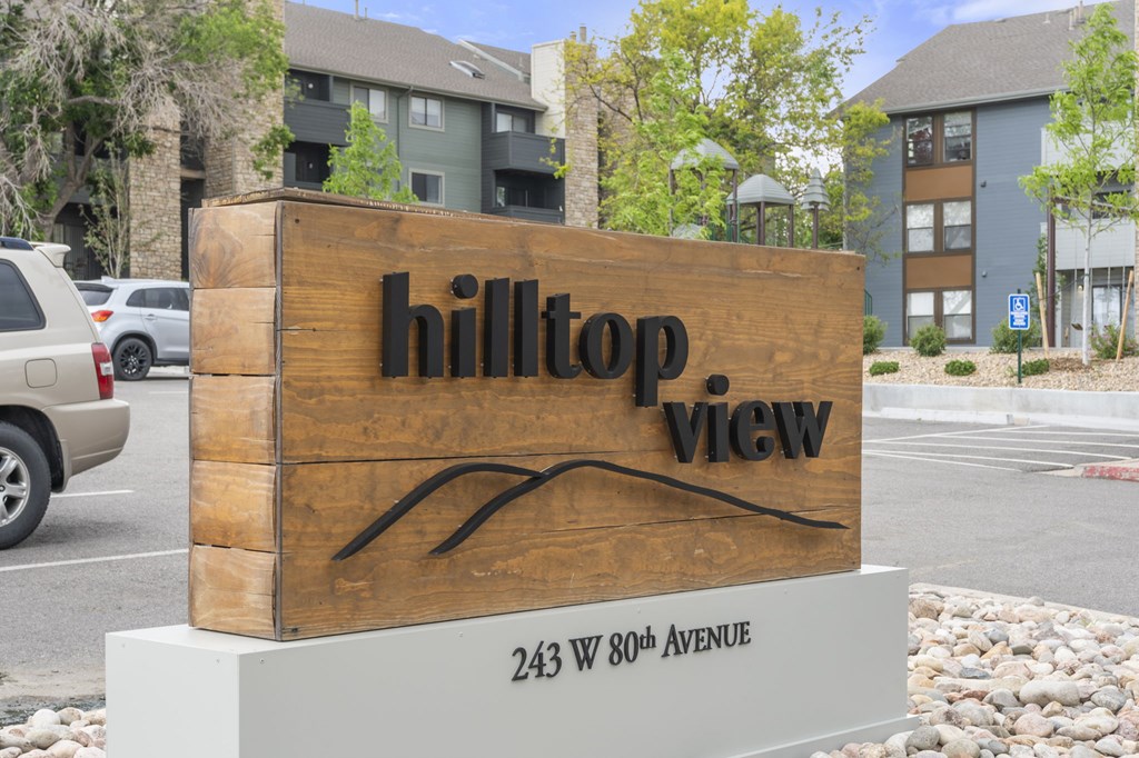 Hilltop View Apartments Entrance Sign