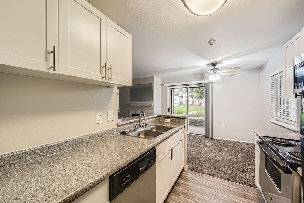 Kitchen and Dining Room in a two-bedroom two-bath at Capitol City in Lacey, WA