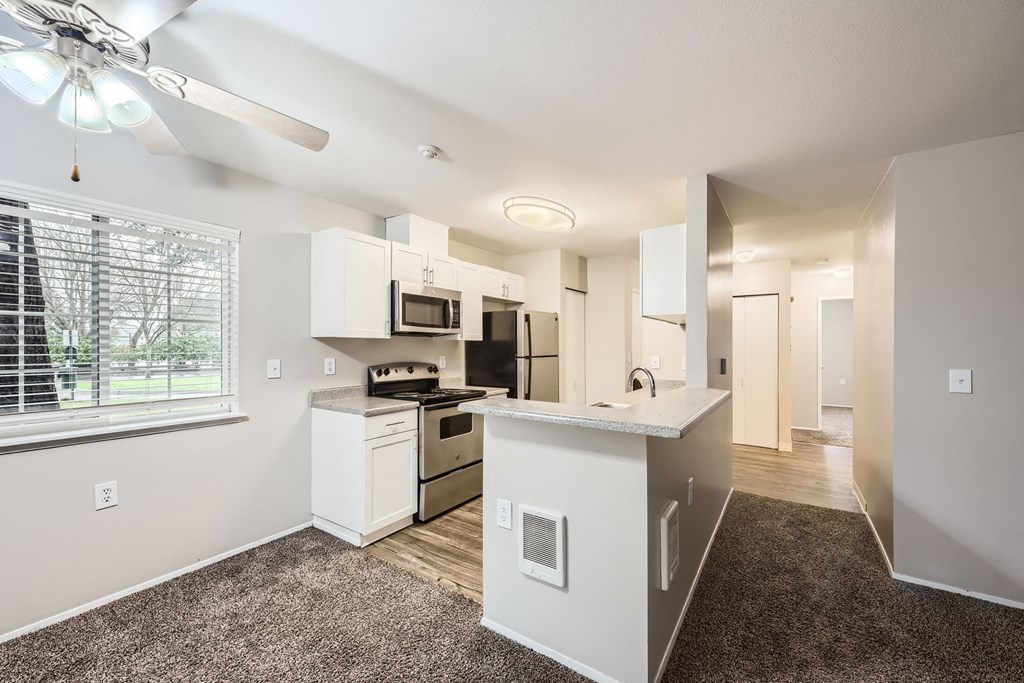 Kitchen in a two-bedroom two-bath at Capitol City in Lacey, WA