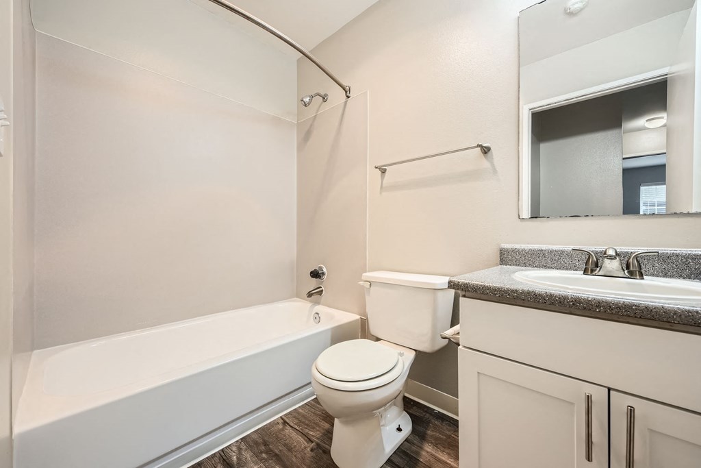 Second bathroom in a two-bedroom two-bath apartment at Capitol City in Lacey, WA