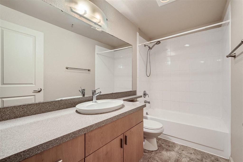 A Renovated Bathroom at Ladera Apartments